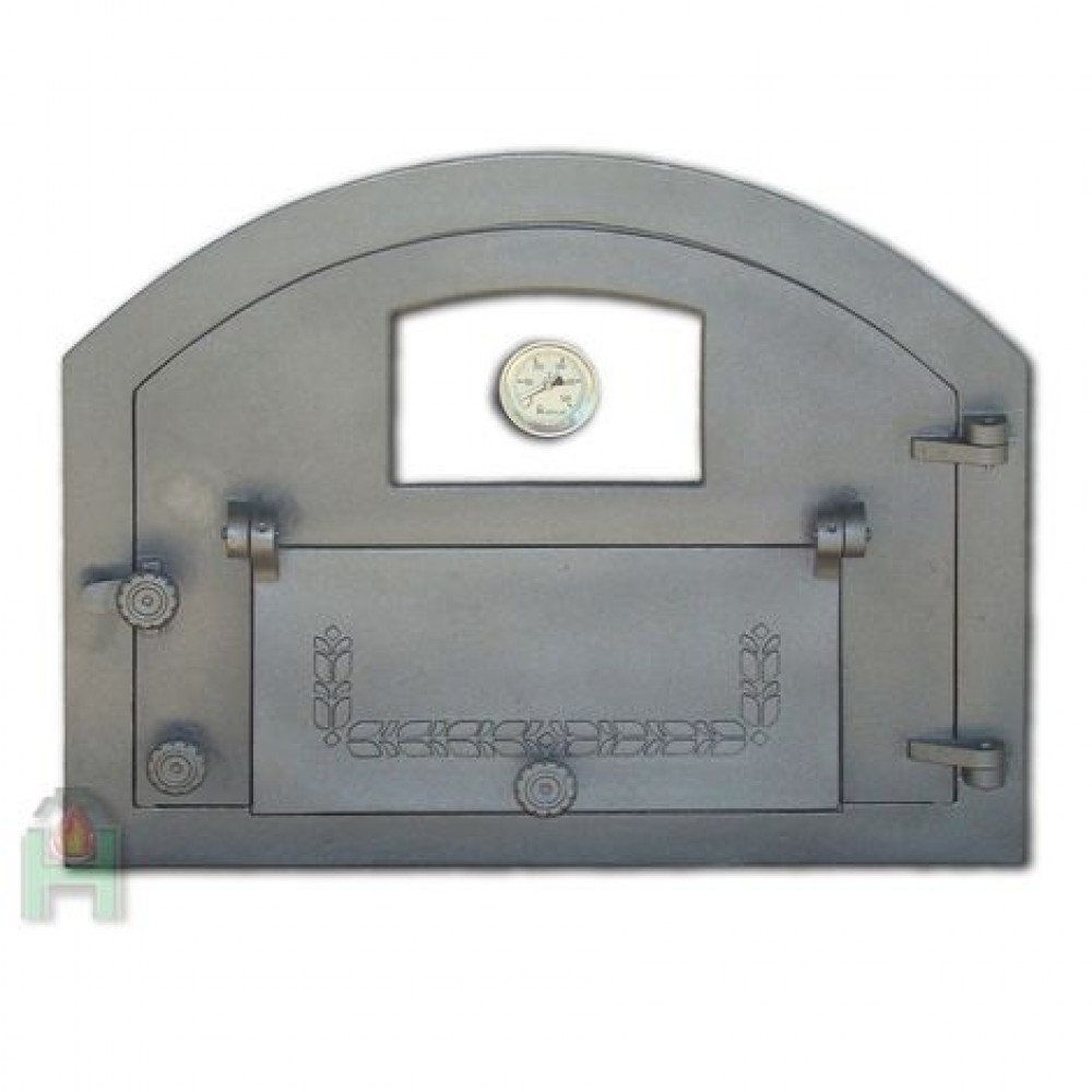 H2208 Дверца каминная/печная со стеклом, дополнительной дверцей и термометром правая PIZZA 4T