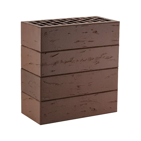 Кирпич ЛСР темно-коричневый облицовочный пустотелый рустик М175 250*120*65 мм