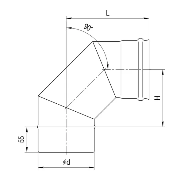Ferrum Колено одностенное 3 секц. Угол 90° Ø100 мм (AISI 430  0.5 мм)