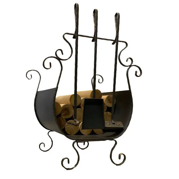 Кованая дровница с каминным набором 621AGK