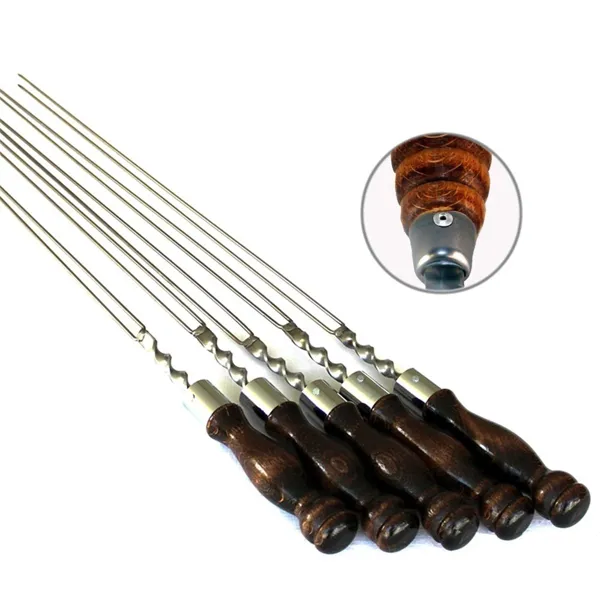 Шампур с деревянной ручкой и огн. кольцом для рыбы